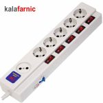 چند راهی برق ۶خانه فیوز دار پارت الکتریک/PART ELECTRIC مدل ۵+۱(سیم ۵متری)