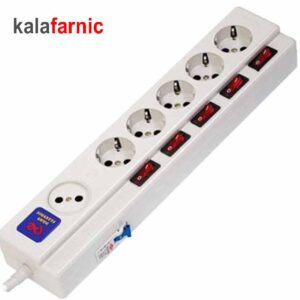 چند راهی برق ۶خانه فیوز دار پارت الکتریک/PART ELECTRIC مدل ۵+۱(سیم ۵متری)