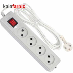 چندراهی برق ۴خانه (بدون ارت) پارت الکتریک/PART ELECTRIC مدل شهاب(سیم ۵ متری)